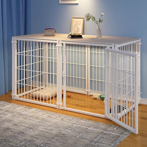 <span class=keywords><strong>Cage</strong></span> pour chien d'intérieur, petite et moyenne taille, avec barrière de sécurité, enclos sans clôture, cadre en acier au carbone, plateforme anti-évasion et couvercle supérieur complet - Product Image 2