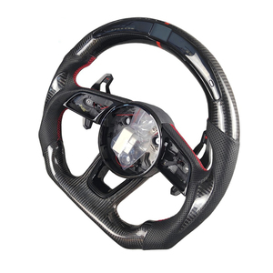 Volant en Alcantara avec surpiqûres rouges, tuning professionnel, <span class=keywords><strong>Audi</strong></span> C8 B6 B7 B8 B8.5 B9 8v RS5 RS6 RS7 S5 S6 S7, volant en fibre de carbone - Product Image 2