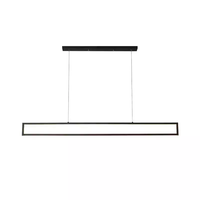 Lustres en fer rectangulaires géométriques minimalistes modernes, hauteur réglable, taille moyenne, LED à intensité variable, noirs, pour salles à manger, bars