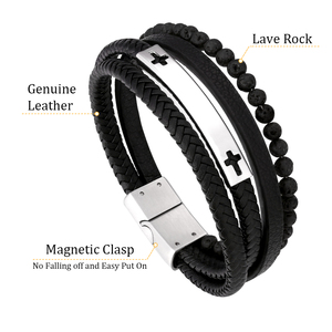 2025 luxe logo personnalisé cadeau en acier inoxydable pierres naturelles vache manchette peau de vache <span class=keywords><strong>Bracelet</strong></span> en <span class=keywords><strong>cuir</strong></span> hommes <span class=keywords><strong>Bracelet</strong></span> en <span class=keywords><strong>cuir</strong></span> - Product Image 6