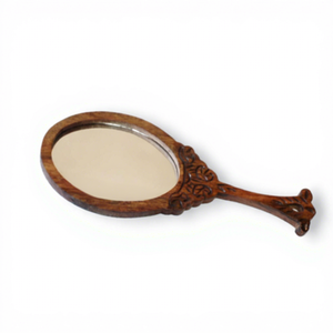 Wooden Handheld <b>Mirror</b> Oval Shape Decorative Tabletop <b>Makeup</b> <b>Mirror</b> for Home Bedroom Dressing Room - Product Image 1