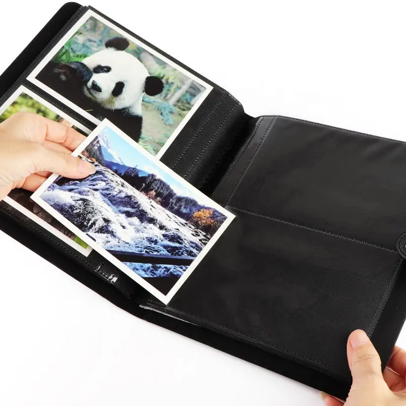 Henwei по индивидуальному заказу пыле искусственная 2-карманный фотоальбом, записная книжка с кольцевым механизмом с картинками