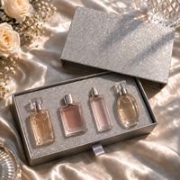 Boîte cadeau rigide argentée scintillante pour parfum, emballage personnalisé en papier brillant avec insert pour flacon de parfum ou cosmétique, présentoir d'emballage