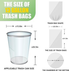 Huamaohengchun - Bolsas de Basura para Cocina con Cordón, 13 Galones, 110 Unidades, Transparentes, de LDPE, Sin Perfume, Resistentes, para Hogar y Oficina - Product Image 6