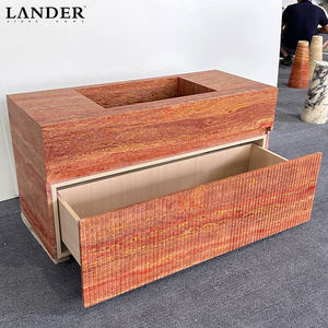 Lavabo en marbre <span class=keywords><strong>travertin</strong></span> rouge Landerstone, meubles <span class=keywords><strong>de</strong></span> <span class=keywords><strong>salle</strong></span> <span class=keywords><strong>de</strong></span> <span class=keywords><strong>bain</strong></span>, vasques avec vasque en marbre naturel - Product Image 5