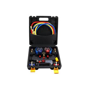 <b>Car</b> Air Conditioning Refrigerant Charging Kit R134a Dual Gauges Valves Flexible Hose Set For Vehicle HVAC <b>Repair</b> - Product Image 3