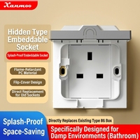 Boîtier de prise encastré de type 86, étanche, 13A, norme britannique, avec prise intégrée, fabriqué à Hong Kong