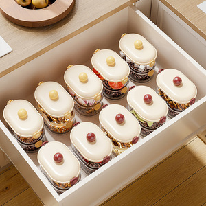 Cream-colored <b>Stackable</b> Airtight <b>Storage</b> Jar Cylinder Shape Plastic Lid Food <b>Storage</b> <b>Container</b> Multi-layer Snack Nut - Product Image 3
