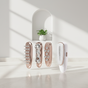 Masajeador Facial 3D EMS de Microcorriente, Dispositivo de Alta Frecuencia Frío/Calor con Cabezales Magnéticos de Encaje, Peine de Masaje - Product Image 1