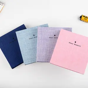 100 kantong Dear Moment Album foto Linen warna murni Album pengikat foto untuk 2x3 inci Mini Instax kartu nama Album anak bayi