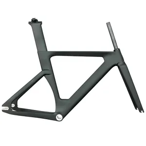 2019 OEM Baru Karbon Penuh Track Frame Peta Rentang Gigi Tetap Sepeda Frameset dengan Garpu Kursi Post Carbon Frame Sepeda