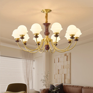Candelabro de estilo vintage francés con múltiples cabezales, fuente de luz LED E27, forma redonda para sala de estar, comedor, dormitorio, iluminación cálida - Product Image 2