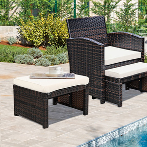 Ensemble de 2 pièces de poufs en rotin de patio rembourrés DB Soft pour meubles de jardin et de patio - Product Image 3