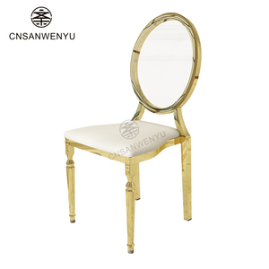 Chaises de banquet de luxe <span class=keywords><strong>en</strong></span> acier inoxydable, design personnalisé, robustes, or et blanc, pour événements hôteliers, directement de l'usine - Product Image 4