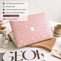 Étui rigide en cuir à carreaux marron imprimé léopard Yihe pour MacBook Air 2022 A2681 Macbook Pro