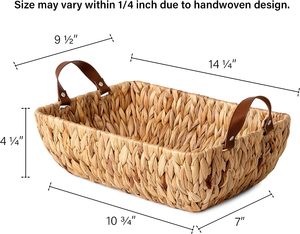 <span class=keywords><strong>Wicker</strong></span> giỏ nước lục bình handwoven giỏ cho phòng tắm tổ chức Lưu trữ khăn giỏ với Faux Da xử lý - Product Image 2