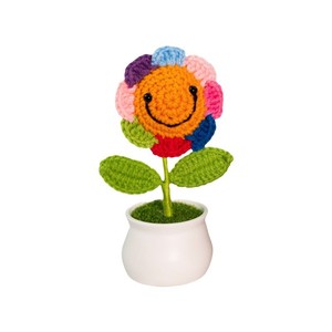 Girasoli all'uncinetto per decorazioni da scrivania per casa e ufficio, divertenti regali di compleanno a forma di <span class=keywords><strong>girasole</strong></span> all'uncinetto per donne - Product Image 5