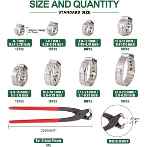80pc Stainless Steel <b>Hose</b> <b>Clamps</b> Kit With Adjustable Pliers For Pipe Car Repair - Product Image 2