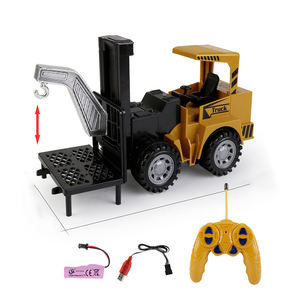 Chariot élévateur télécommandé 5 canaux, grue de construction de simulation en métal moulé sous pression avec lumières et sons, batterie au lithium <span class=keywords><strong>3</strong></span>,7 V rechargeable par USB - Product Image 1