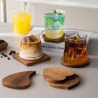 Ensemble de sous-verres de luxe en bois d'acacia naturel, ronds, faits à la main, à bords naturels, pour table basse, bar, cuisine, décoration intérieure