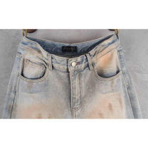 <span class=keywords><strong>Jean</strong></span> en denim décontracté pour homme, taille haute, coupe droite, style vintage hip-hop, 100% coton tissé, écologique, délavé, effet usé et déchiré - Product Image 3