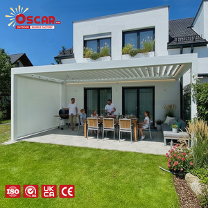 Pérgola Retráctil Automática con Luces LED Integradas de Aluminio para Exteriores y Muebles de Sofá - Product Image 1