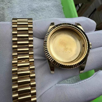 Montre mécanique de plongée haut de gamme pour homme, étanche, en or pur 18 carats, avec anneau à motif dents de chien, compatible avec le mouvement 3255