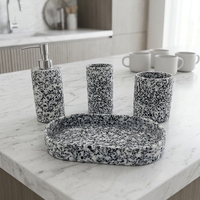 Ensemble de 6 accessoires de salle de bain en ciment écologiques, modernes et simples, avec distributeur de lotion, pour la décoration de la maison