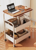 Nouvelle table basse roulante amovible en métal avec rangement, à trois niveaux, pour chambre, salon ou côté canapé