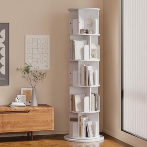 Libreria Angolare a 5 Ripiani con Espositore Rotante a 360°, Scaffale Stretto in Legno per Camera da Letto e Soggiorno - Product Image 6