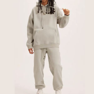 Venta al por mayor de alta calidad Unisex 2 piezas Casual sólido logotipo personalizado 345G Tallas grandes Sudaderas con capucha de gran tamaño Pantalones Conjuntos para hombres - Product Image 2