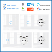 Prise murale modulaire DIY avec interrupteur, norme européenne, panneau en verre, prise intelligente WiFi Tuya Alexa Google Home, design personnalisable