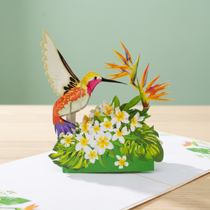 Carte pop-up 3D colibris Vietcraft, best-seller, design personnalisé, artisanat animalier, logo, art papier fait main, impression offset pour la maison - Product Image 1