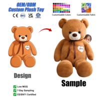 Ours en peluche géant personnalisé, jouet en peluche doux et grand format, animaux en peluche à câliner avec nœud papillon et cœur, cadeau mignon, vente en gros, OEM personnalisé