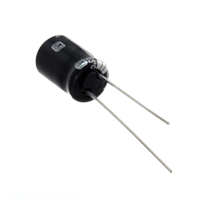 Condensador de canal del fabricante EEU-TA1V221, aluminio, 220uF, 20%, 35V, radial TH, 220 uF, de orificio pasante - Product Image 1