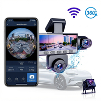 Caméra de tableau de bord panoramique 360° 5 canaux 1080P avant, arrière et intérieure avec WiFi, enregistrement en boucle, moniteur de stationnement et GPS