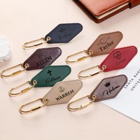 Porte-clés en cuir personnalisé avec logo gravé, pendentif, attache à vis et mousqueton pour cadeaux d'entreprise