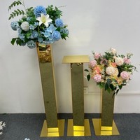 Centre de Table Colonne Haut Doré en Acrylique Support à Fleurs pour Décoration de Fête et de Mariage