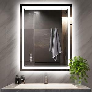 Miroir de salle de bain LED avec lumières : 24 x 32 pouces, miroir mural grand format éclairé, anti-buée, à intensité variable, fonction mémoire - Product Image 1