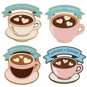 Pin de esmalte de cafetería de dibujos animados | Insignia de solapa de edificio de café lindo OEM Insignia de solapa de Barista de café lindo Proveedor OEM - Product Image 1