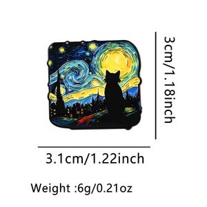 Pin de solapa de esmalte personalizado con diseño de girasol estilo Van Gogh, pintura al óleo de cielo nocturno, negro, para el amor, estilo caricatura - Product Image 6
