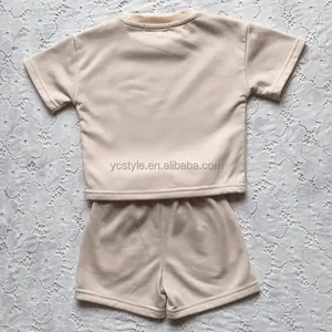 Wholesale Summer Children Solid Color T-shirt Pants Kids Solid Cool Clothes Short Sleeve Soft Casual Costumes 2pc Sets