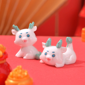 Fresco e carino piccolo Micro paesaggio Home Desktop piccoli ornamenti bianco drago blu nuovo anno in resina artigianale - Product Image 2