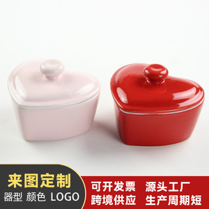 Tazones de cerámica personalizados en forma de corazón con tapas, tazones para ensalada, tazones de cerámica para uso doméstico, tazones para postres, moldes para hornear; personalizados - Product Image 5