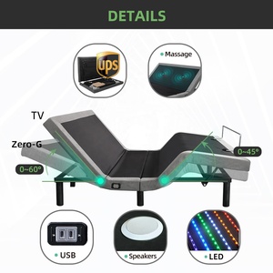 Estructura de cama inteligente ajustable eléctrica con masaje y USB - Product Image 5