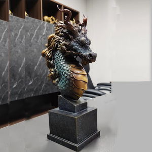 ขายส่งทองเหลืองรูปปั้นBronzeหัวมังกรการทําสมาธิตุ๊กตาสัตว์คอลเลกชันFigurineหล่อเทคนิคMascot Theme - Product Image 5