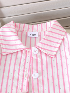 Nuova Collezione Primavera 2026: Completo Casual Rosa a Righe Traspirante con <span class=keywords><strong>Camicia</strong></span>, Gilet e Pantaloni in <span class=keywords><strong>Denim</strong></span> per Bambine - Product Image 4