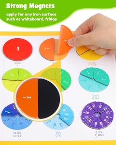 Libro Dimostrativo Magnetico per Frazioni con Tessere Circolari e Schede Attività, Giocattoli Educativi Montessori per l'Apprendimento delle Frazioni per Bambini - Product Image 2