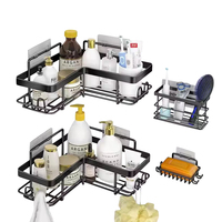 Étagère de rangement adhésive en acier inoxydable pour douche, sans perçage, 2/3/4/5 pièces, organisateur de rangement pour douche, étagère de rangement pour porte de douche