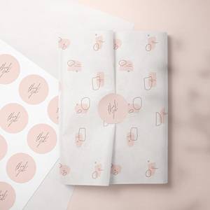 Papel de seda abstracto Rosa minimalista, juego de pegatinas de agradecimiento, papel de regalo de Boutique, embalaje para ropa, envoltura de zapatos - Product Image 1